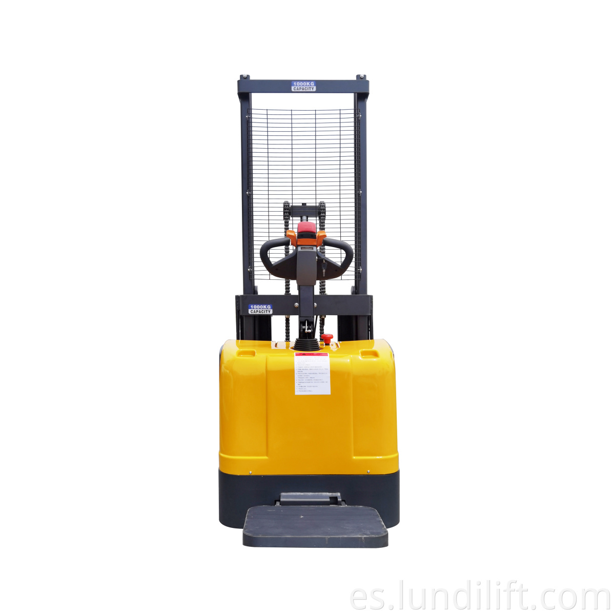 Inexpensive stand-up electric stacker